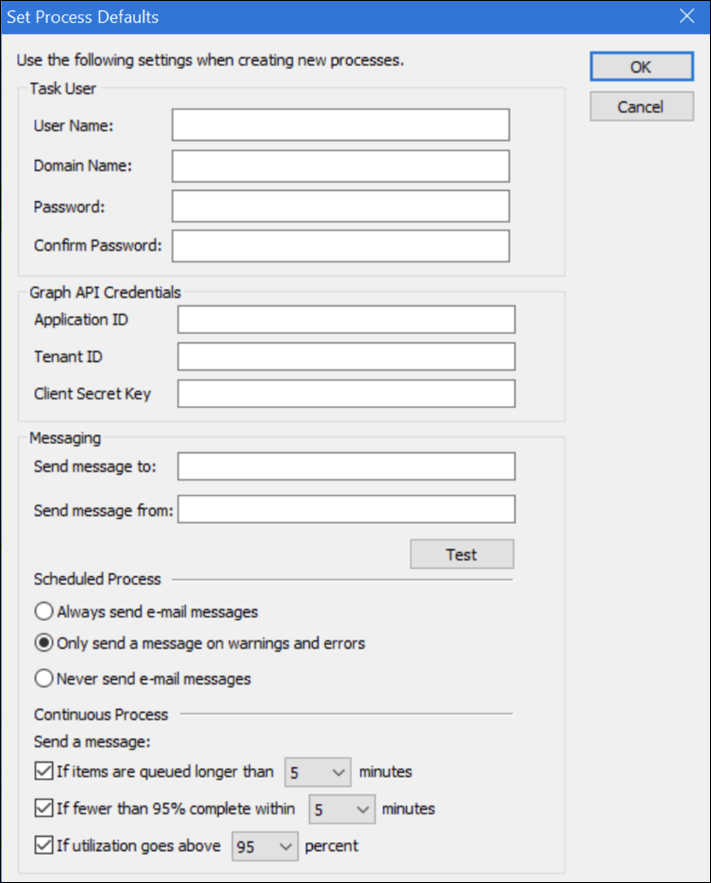 Set Process Defaults