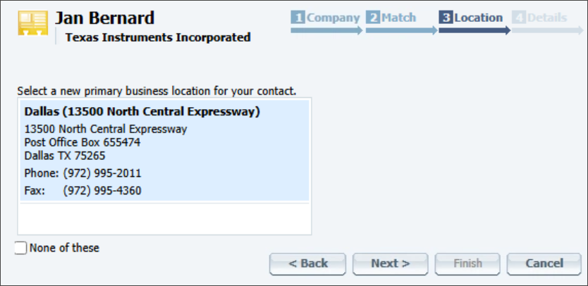 Update Employment Information wizard - Location step