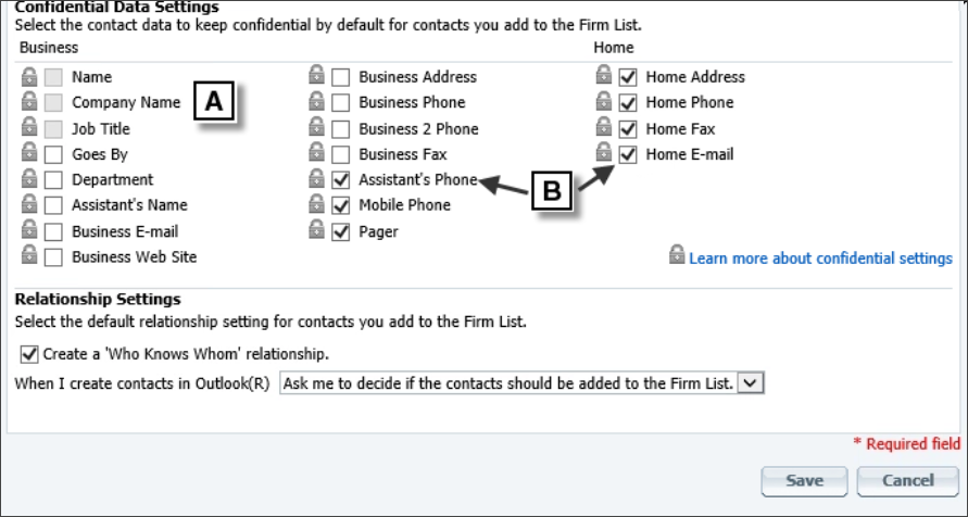 Confidential Data Settings