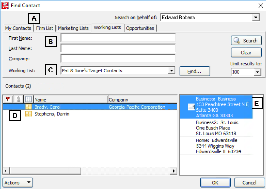 Formulaire Find Contact