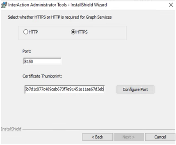 InterAction Administrator Tool - HTTP/HTTPS auswählen