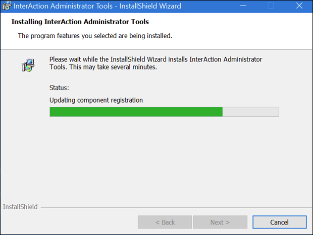 InterAction Administrator Tool - Installationsstatus