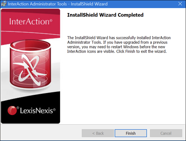 InterAction Administrator Tool - Installation Confirmation